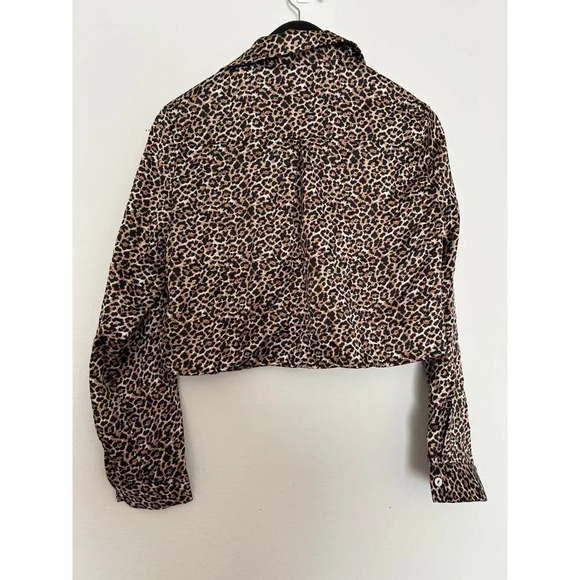 Rachel Zoe Leopard Print Button Down Blouse Long Sleeve Animal Print Top Size S - Picture 2 of 5